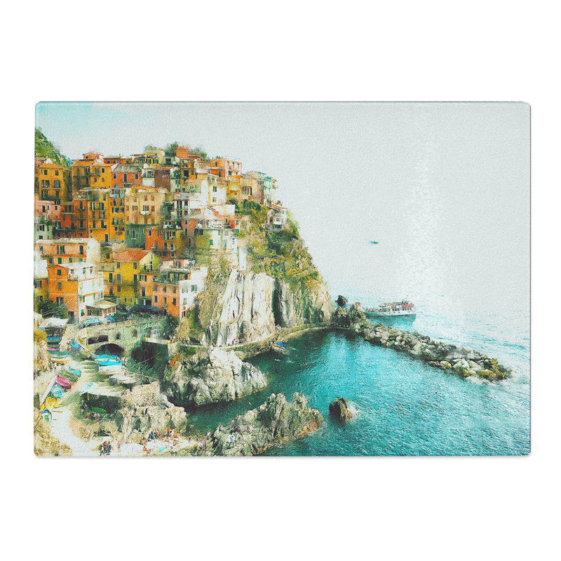 Tempered Glass Manarola in Italy Chopping Board, 28.5 cm x 39 cm