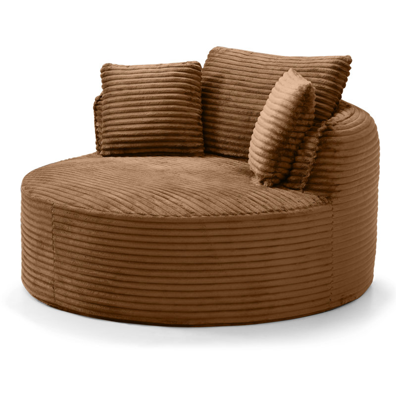 Chaise ronde, Velours côtelé orange