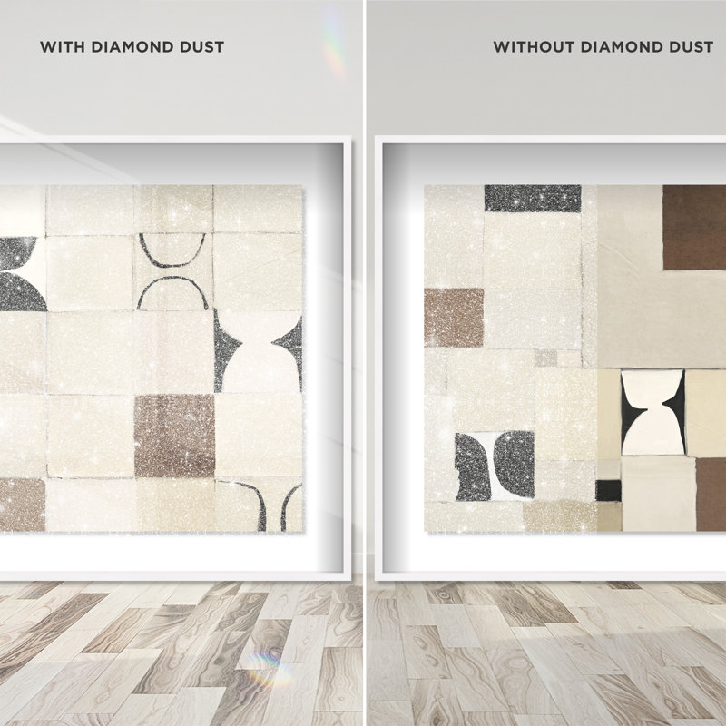 Boho Tiles Set Shadowbox Abstract Print by Oliver Gal, Black Frame, 12 x 12, 25.5" H x 25.5" W, White Shadowbox