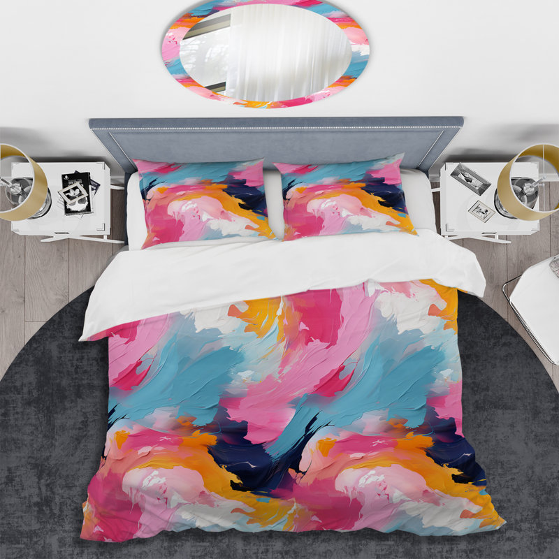 Ensemble de housse de couette Colorful Paint Swirl Bliss I, Housse de couette pour grand lit et 2 taies décor