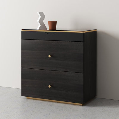 High-quality Modern Nightstand,Glass Top,No assembly required