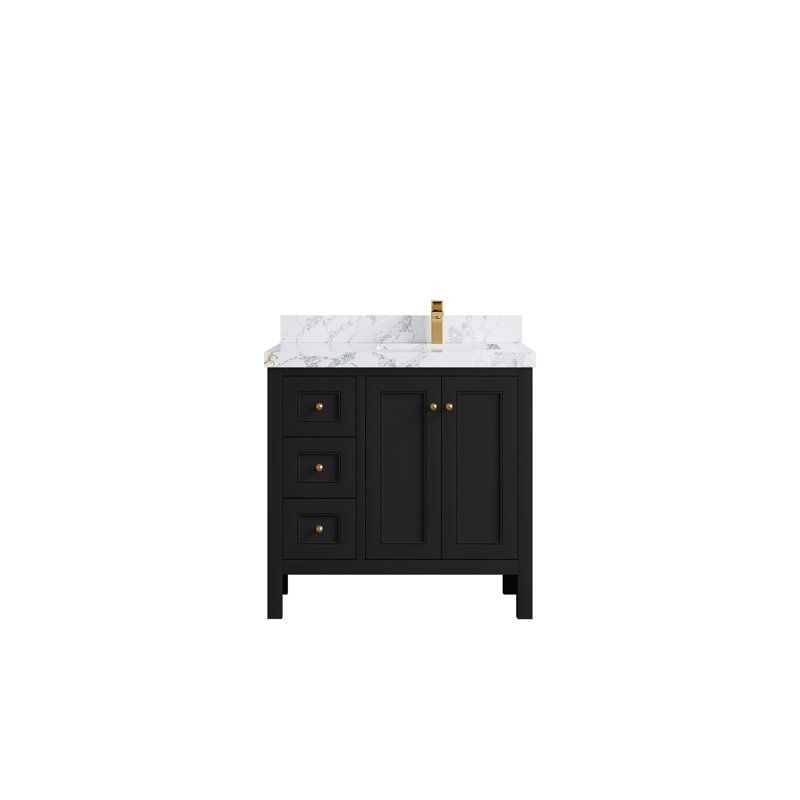 Nashville X P 22 po P 2 po. Calacatta Poanazzo Quartz, Noir