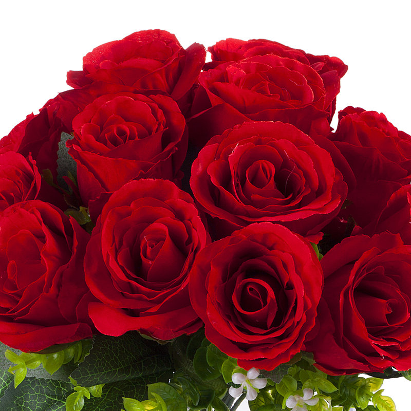 Arrangement floral roses en vase, Rouge