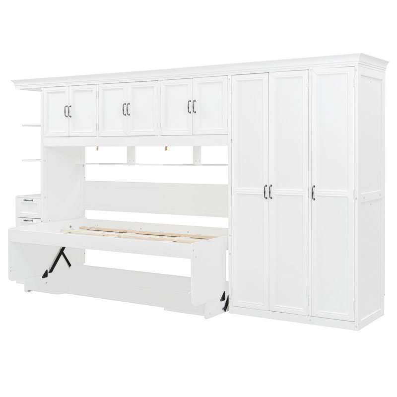 Lit escamotable avec armoire Murphy, Blanc