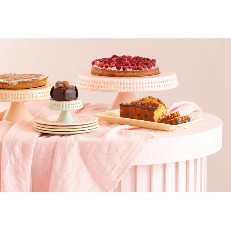 Cake Plate Ceramic Peach Large, Peach