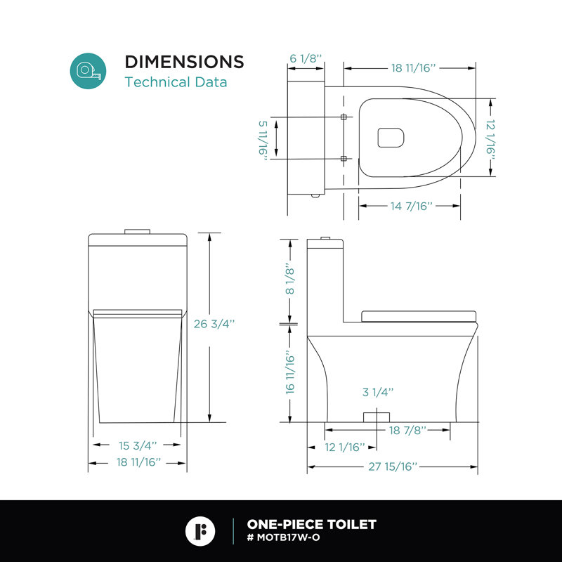Toilette une pièce à hauteur ajustable 1,6 GPF Fine Fixtures, Blanc