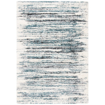 Adam Abstract Ivory/Teal Area Rug