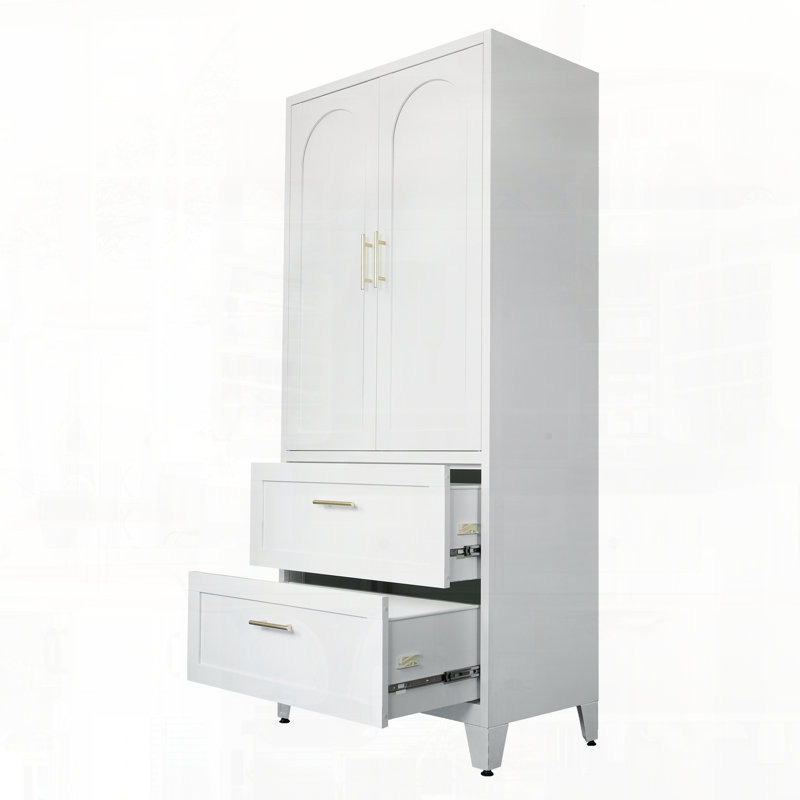 Armoire penderie à 2 tiroirs en métal