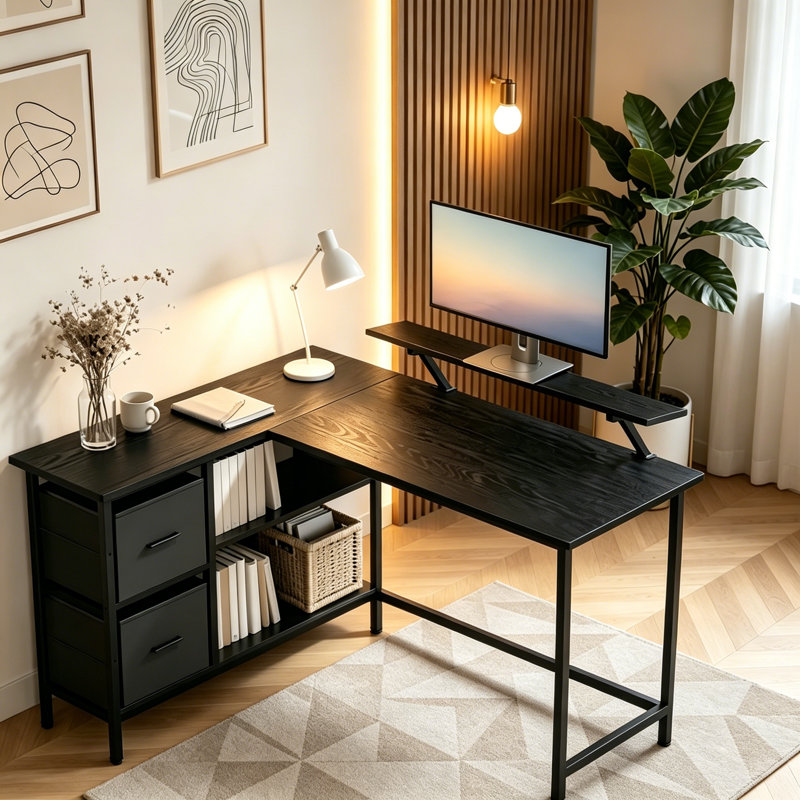 Reversible L-Shaped Gaming Desk