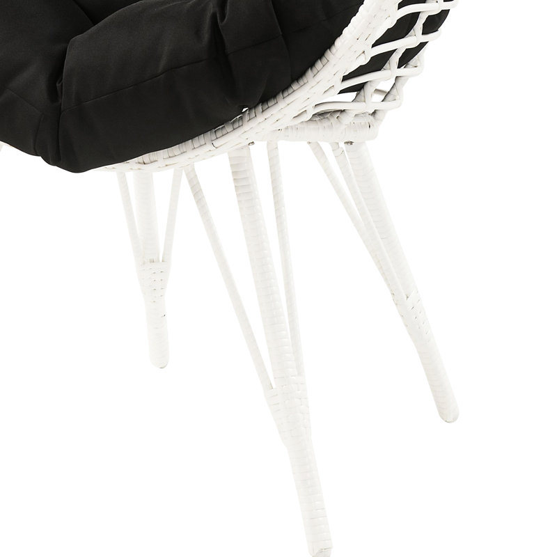 Chaise de patio moderne en noir et blanc avec coussin d'assise confortable