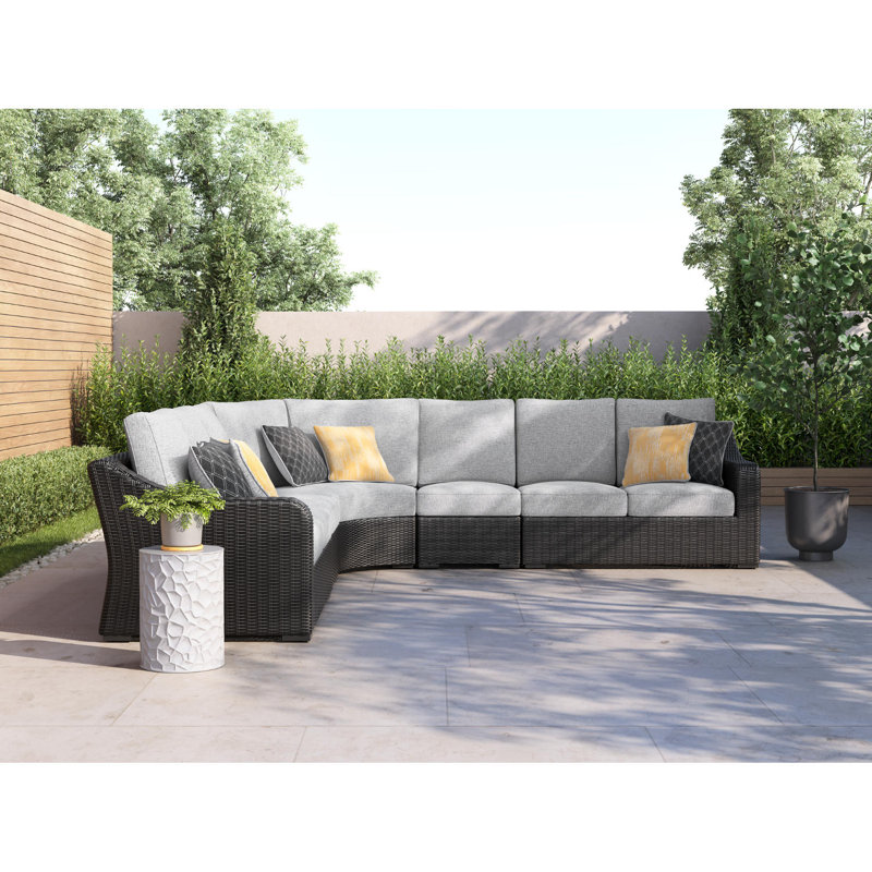 Canapé modulaire d'extérieur 5 pièces Hettie, Symétrique, 5