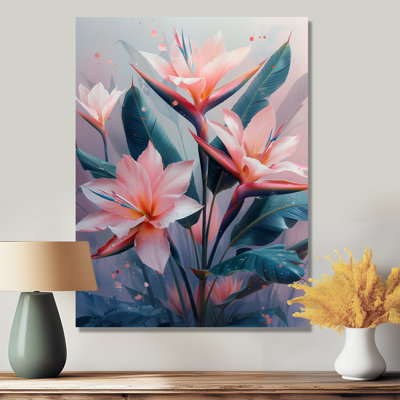 Pink Green Bird Of Paradise Botanical Beauty I - Birds Of Paradise Wall Art Living Room