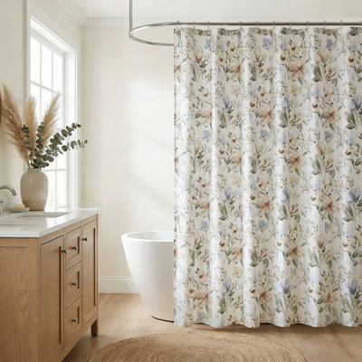 Rideau de douche Herbal 100% coton imprimé botanique 72 x 72 po