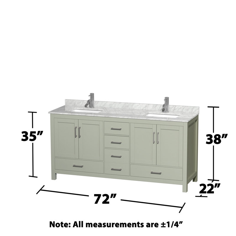 Sheffield 72" Double Bathroom Vanity Set with Mirror, Brushed Nickel, Light Green