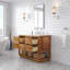 Tessa Meuble-lavabo de comptoir en bois de manguier et marbre blanc avec robinet chromé Mango