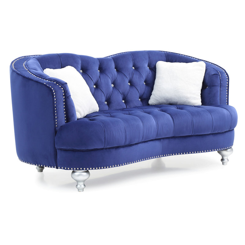 Charming Blue Traditional Loveseat, Blue