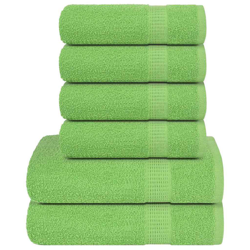Towel Set 360 Gsm 100% Cotton, Green, 6 Piece Towel Set