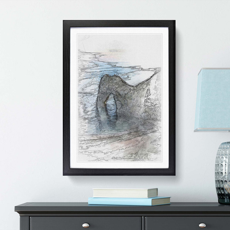 Durdle Door Cliffs Dorset - Picture Frame Graphic Art Print, 36cm H x 27cm W x 2cm D, Black Framed