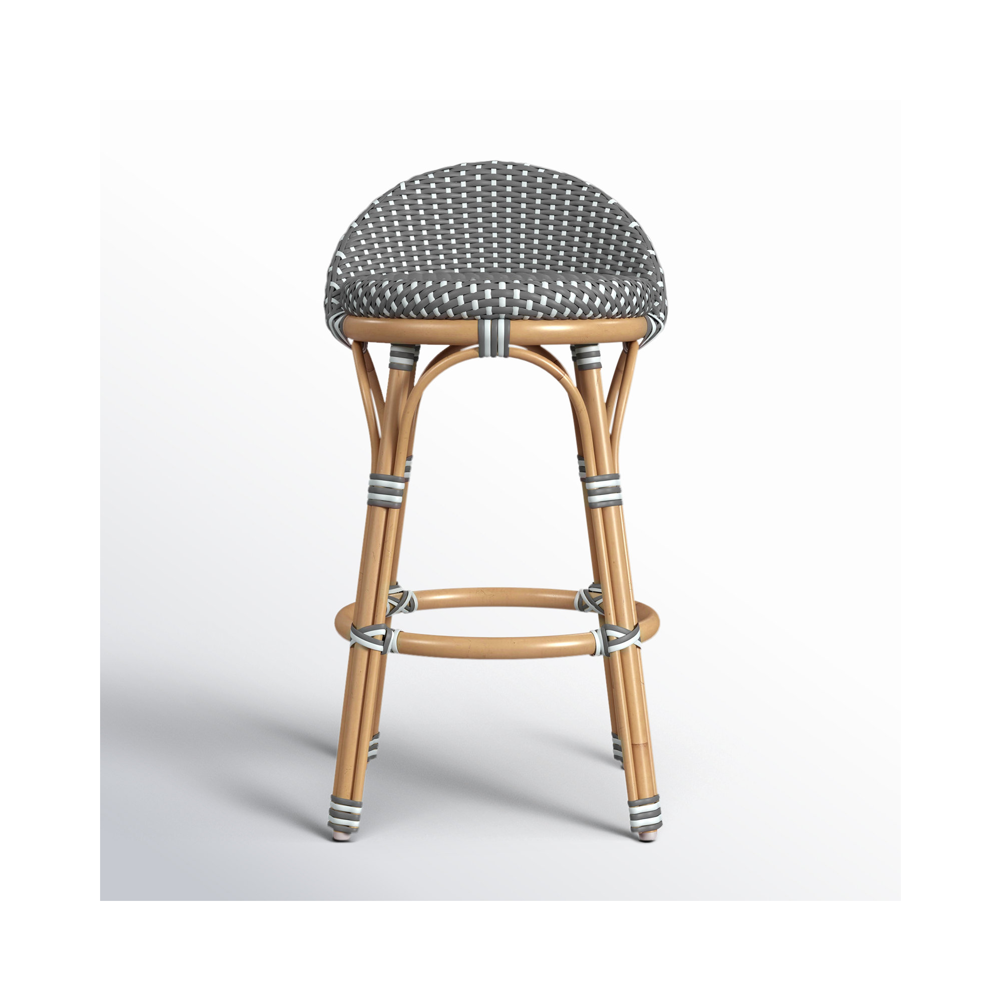 Ellie Woven Stool, Gray/White