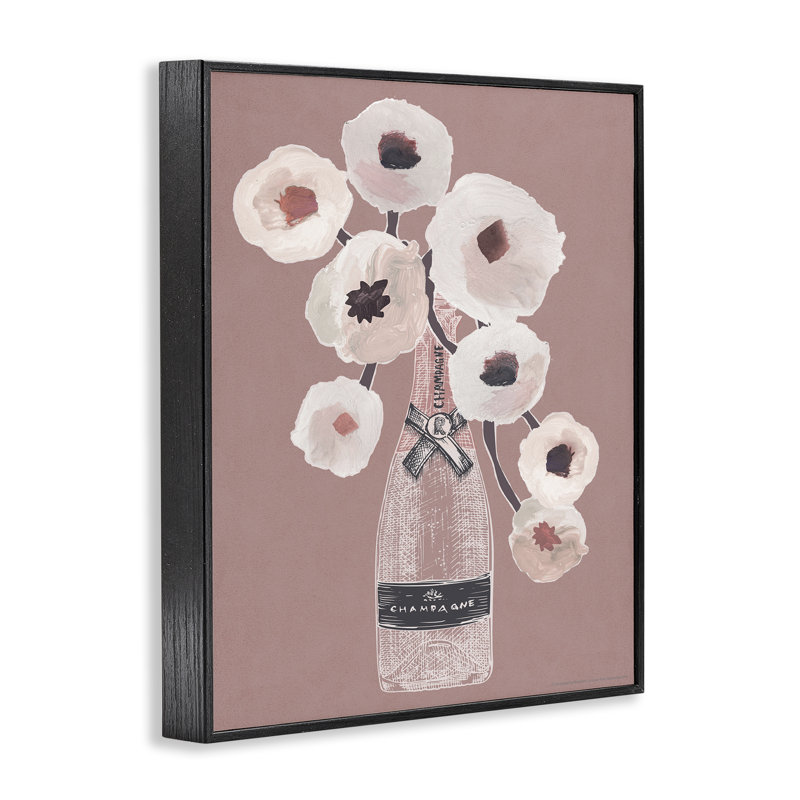 «White Poppies Champagne», art giclée par Reinders, Giclée encadrée noir minuit, H 14 po x l 11 po