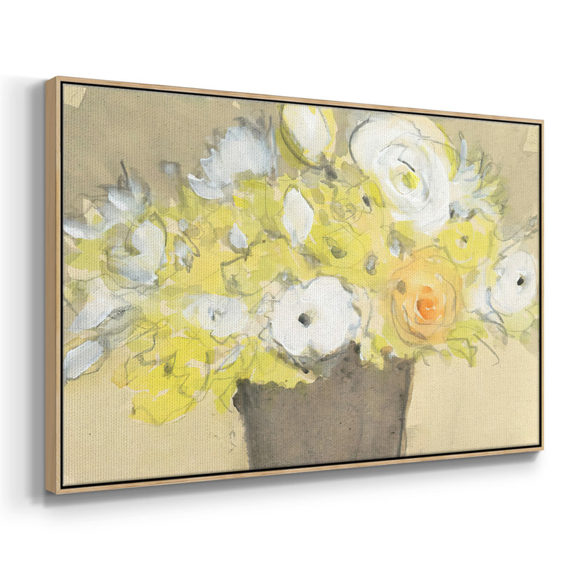 " Table Bouquet II " Painting Print, Natural Wood Framed Canvas, 25" H x 37" W x 2" D
