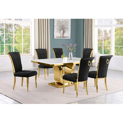 Bardem Marble Top Pedestal Dining Set
