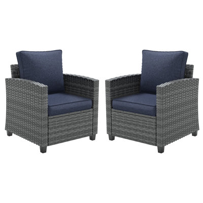 Patio Single Chair With Cushion(Set Of 2)