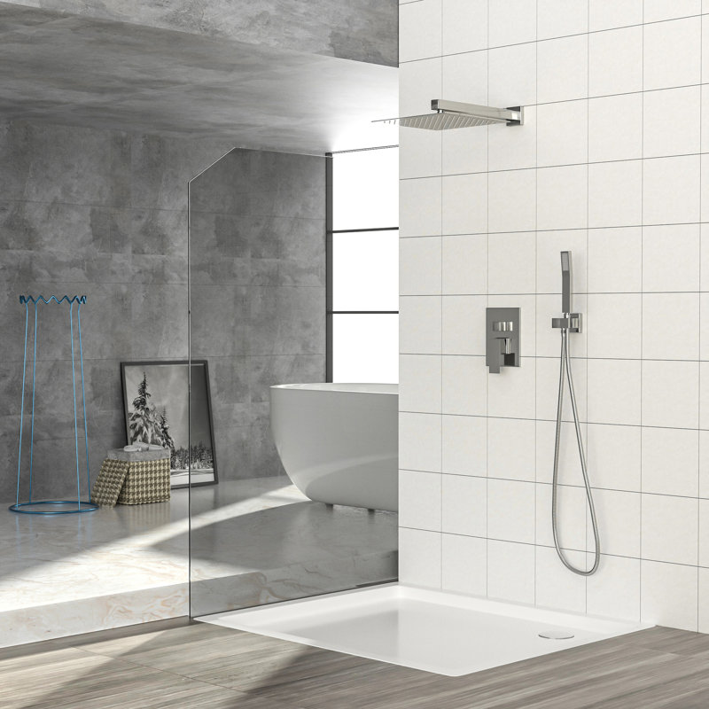 12 Inch Oil Rubber Bronze Shower With Dual Heads - Wall Mounted Square Head Mount, Oil Rubber Bronze
