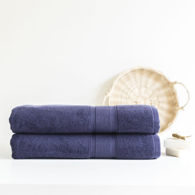  Serviettes de bain, bleu marine, ensemble de 2