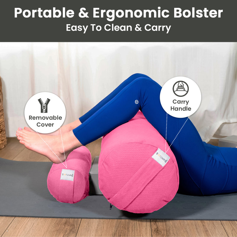 Coussin cylindrique pour méditation et traversin de yoga - brun, 6 po x 14 po, Rose