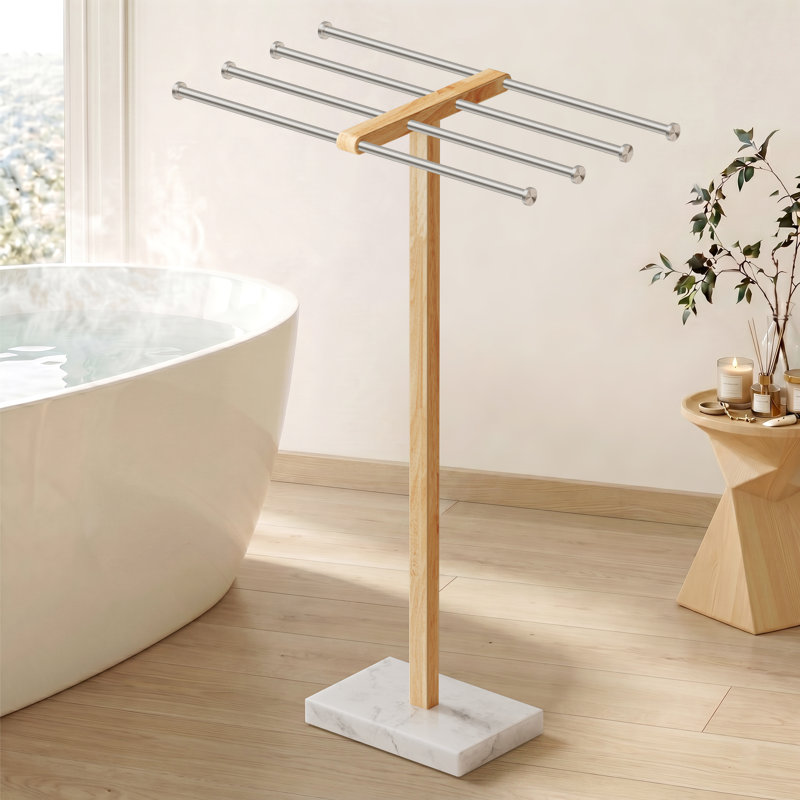KES Towel Stand With Marble Base