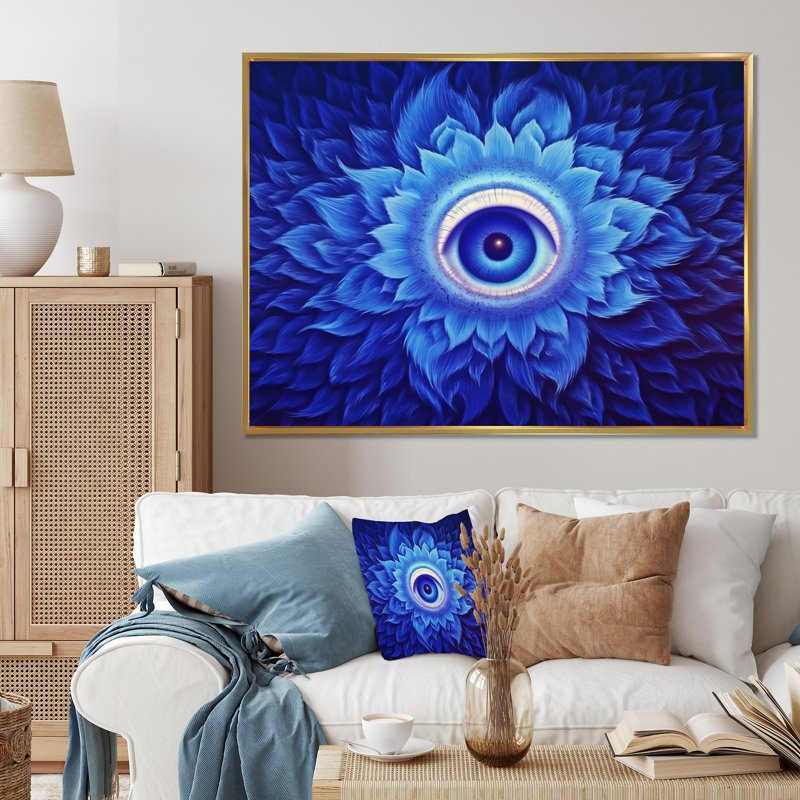 Vishuddhi Vision, œil du troisième chakra, H 12 po x l 20 po x P 1 po, Cadre flottant doré