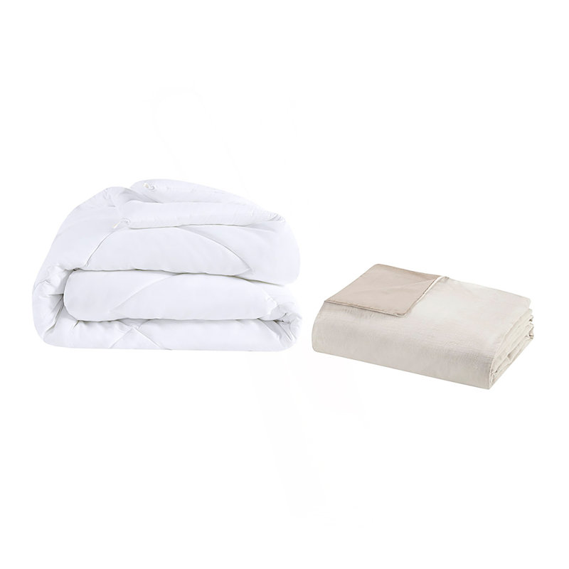 Ensemble de housse d'édredon surdimensionné en coton biologique 5 pièces avec insert amovible double / grand naturel