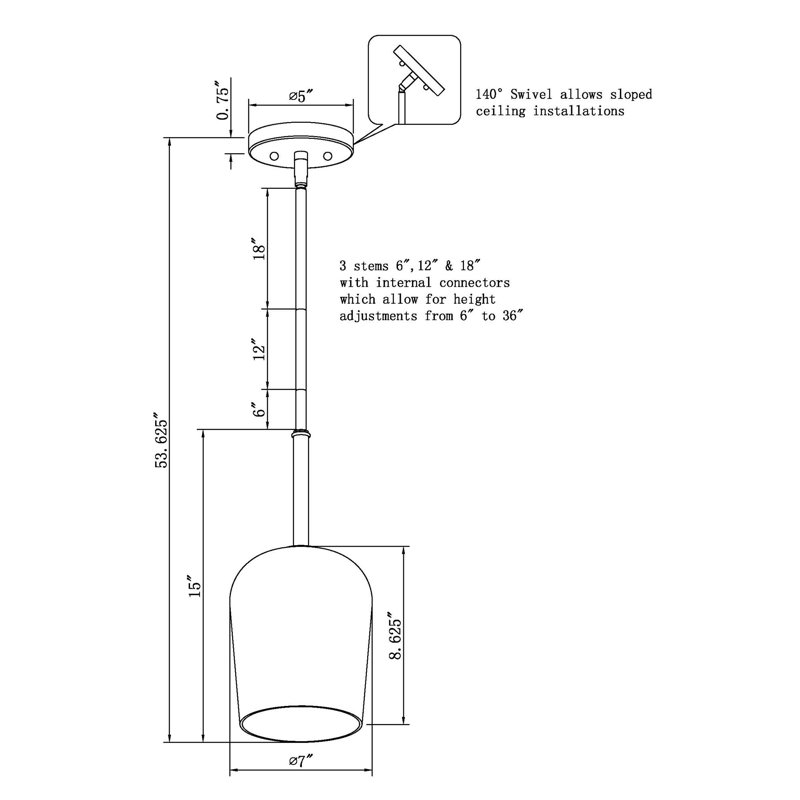 Luminaire suspendu en forme de cloche à 1 lumière Luel