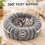 Coussin apaisant rond en peluche avec rebord surélevé, coussin douillet en forme de beigne pour chats et chiens, gris-2143906143