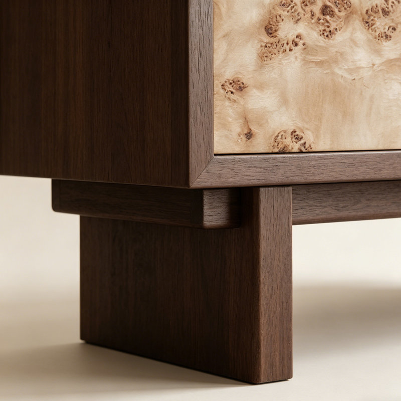French Minimalist Style Accent Cabinet, Brown