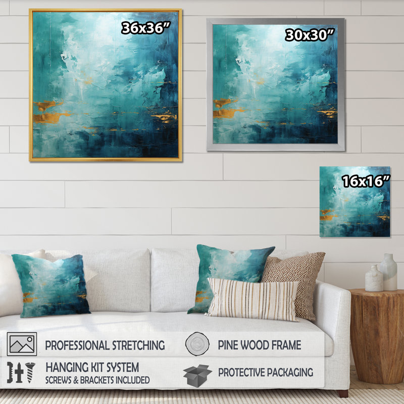 Teal Oasis II - Abstract Landscape Canvas Print, H 16 po x l 16 po x P 1 po, Toile tendue