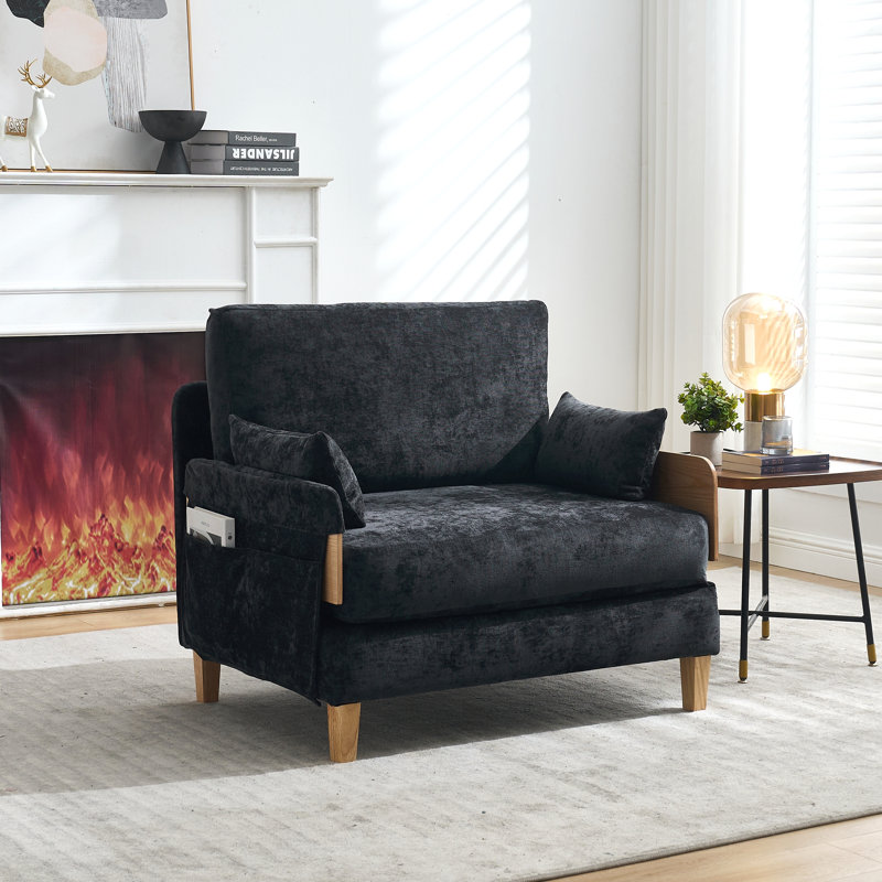Canapé-lit pliable inclinable, canapé-lit convertible 3-en-1, décor moderne Mid-Century, Noir