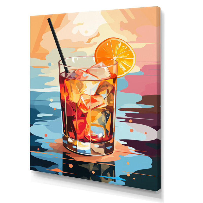 Warrin Drink Minimalistic Cocktail Colorful III sur toile, H 40 po x l 30 po x P 1,5 po, Toile tendue