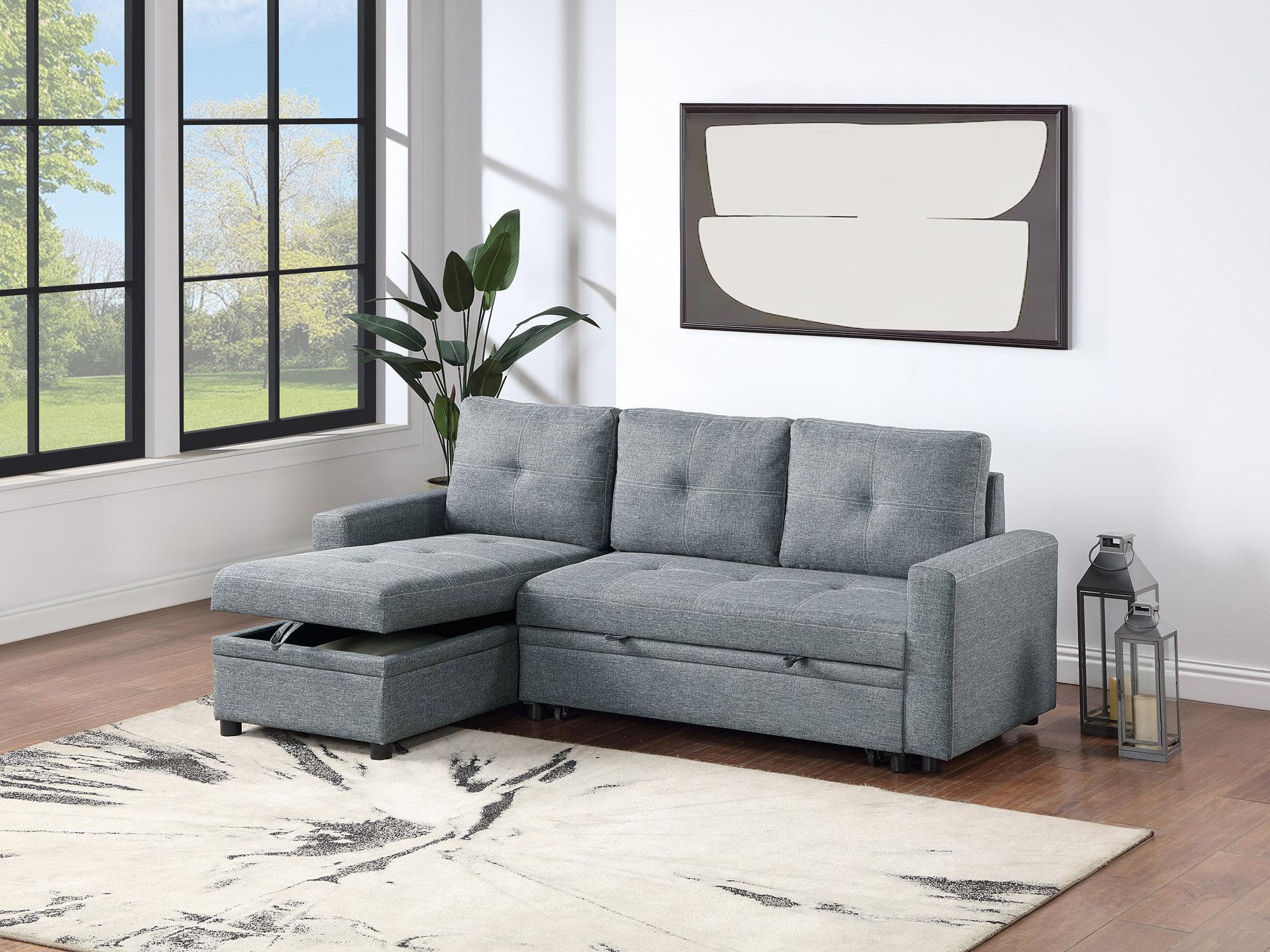 Latitude Run® Modern Convertible Sectional Sofa Pull Out Bed Couch for