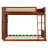 Twin Over Full Bunk Bed With Storage Bookcase, Rattan Guardrail And Light-1023726250