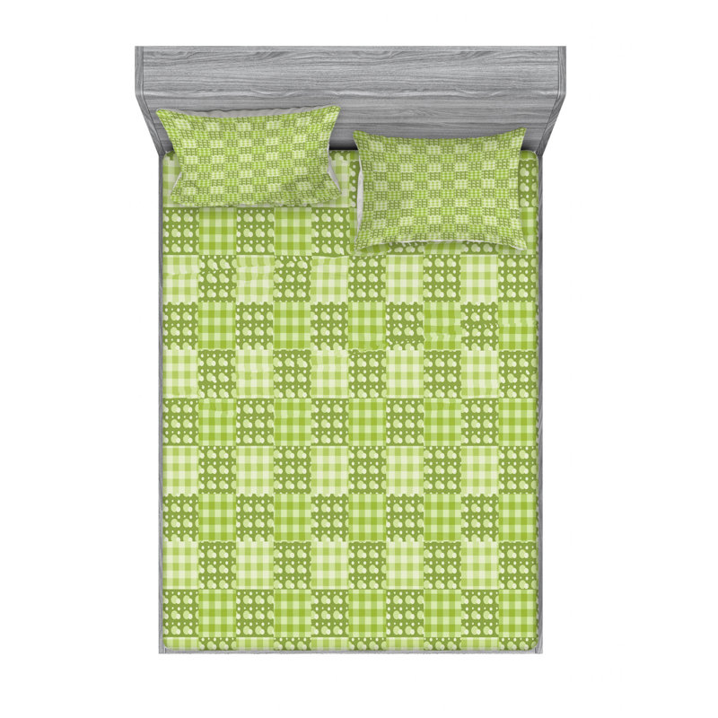 Microfiber Patchwork Sheet Set, Queen Sheet Set with Fitted Sheet