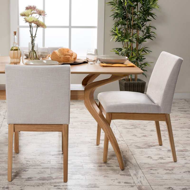 Chaise de salle à manger (ensemble de 2), Beige clair / naturel