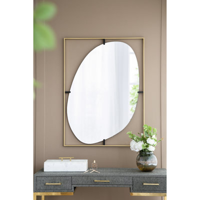 Miroir coquelicot 30x1x40 "avec cadre doré - Décoration moderne de salle de bain et de vestibule Forme ovale Toucher élégant Décoration contemporaine Style ovale spécial