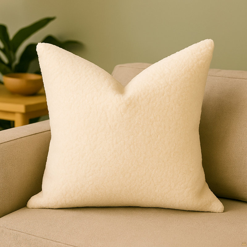 Coussin Sherpa, Simple, Beige