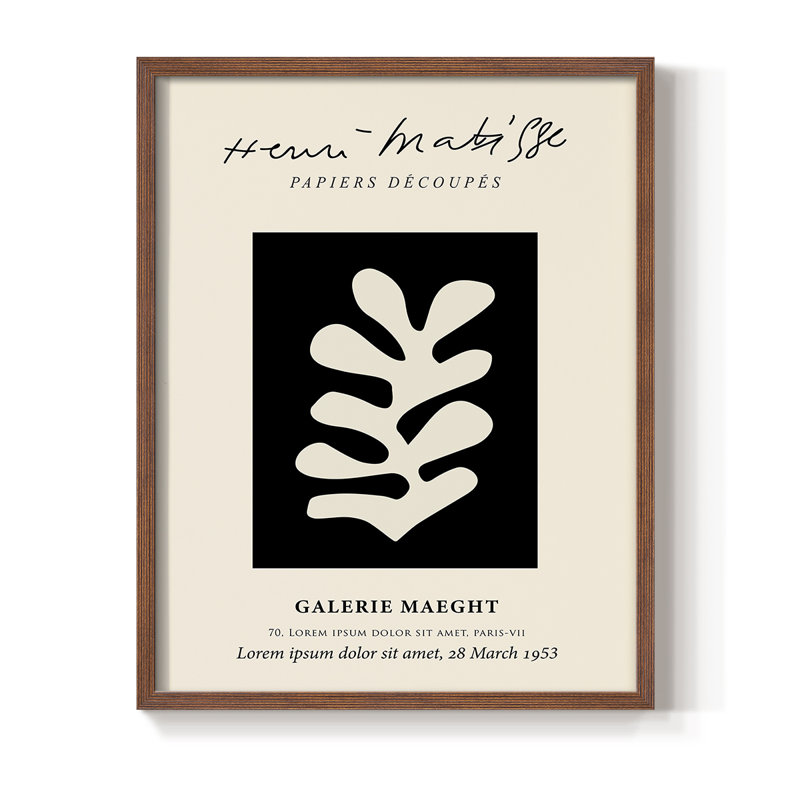 Matisse CL, reproduction encadrée - bois massif, Brun, H 20 po x l 16 po