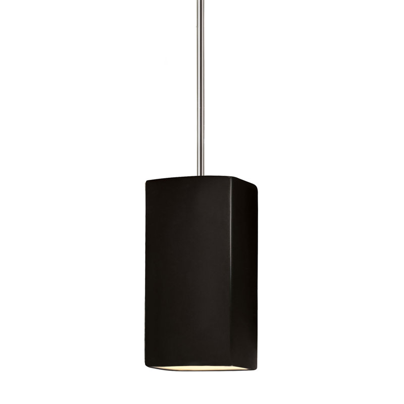 Luminaire suspendu carré 1 lumière Radiance, Chrome poli, Noir mat carbone