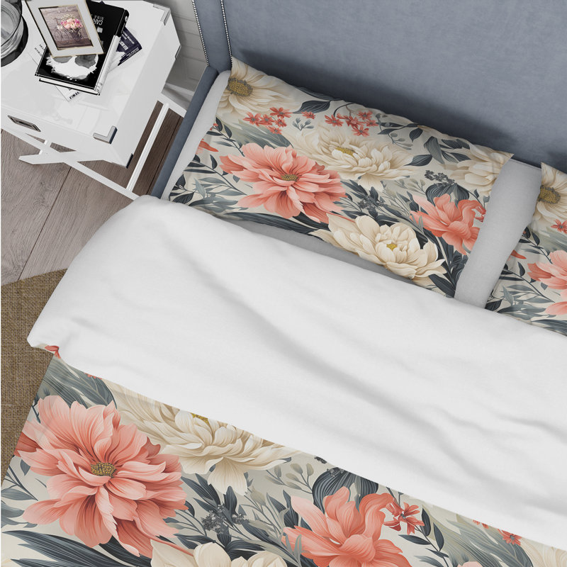 Floral Botanical Marvel Delight - Ensemble de housse de couette floral, Housse de couette pour grand lit et 2 taies décor