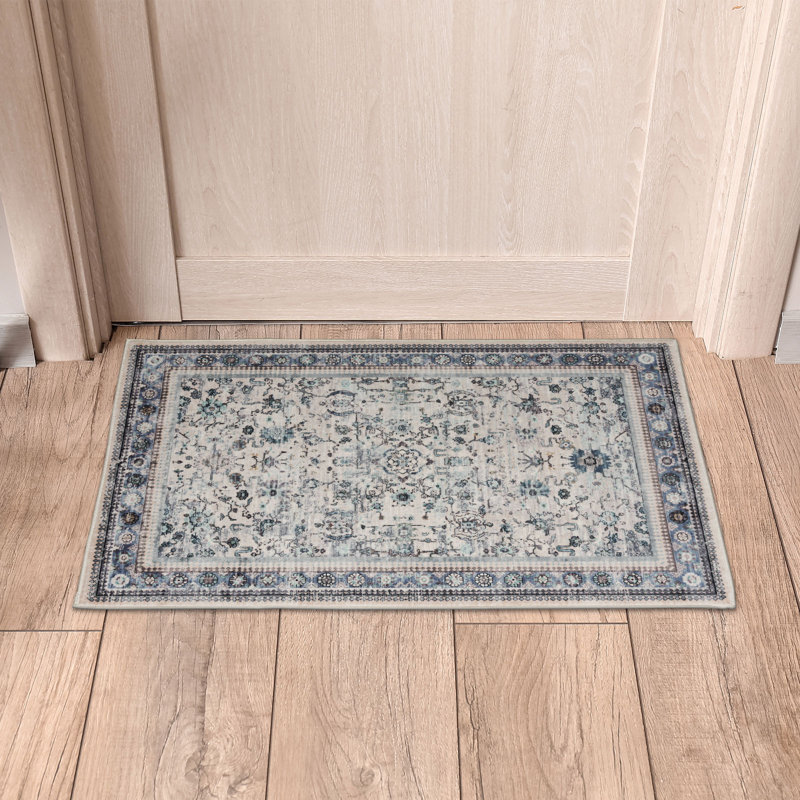 Kaysyn Oriental Performance Machine Washable Area Rug Blue/Ivory, Rectangle 2' x 3'