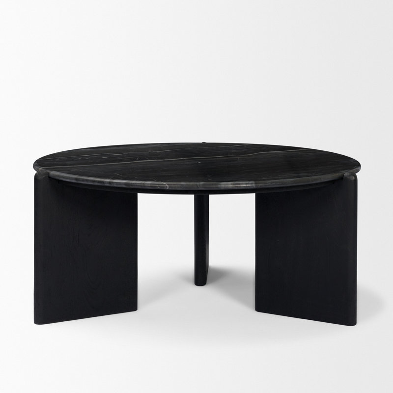 Table basse Rumer en bois noir avec marbre noir